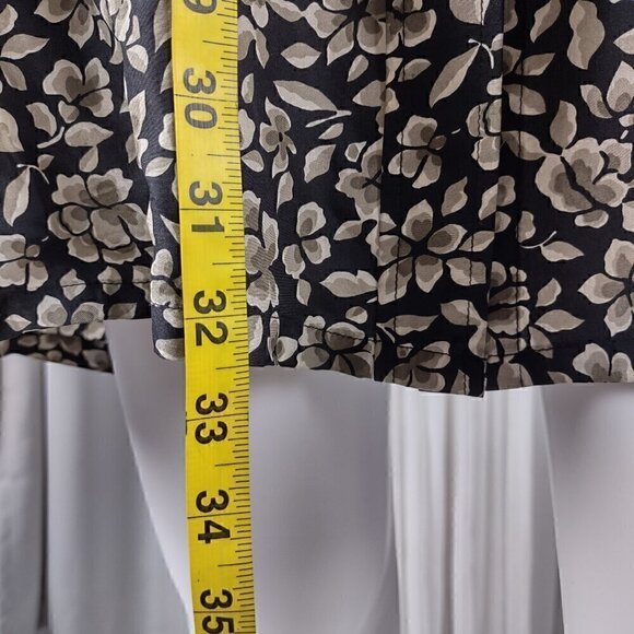 Express Silk Womens 100% Silk Black, Brown Floral Pattern Button Down Dress Sz S - Picture 6 of 12